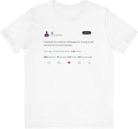 a white t - shirt with a tweet on it